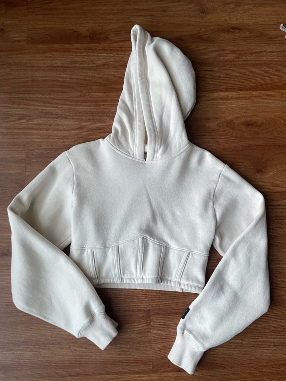 Cropped Cream Hoodie Sweatshirt - Women's Pullover